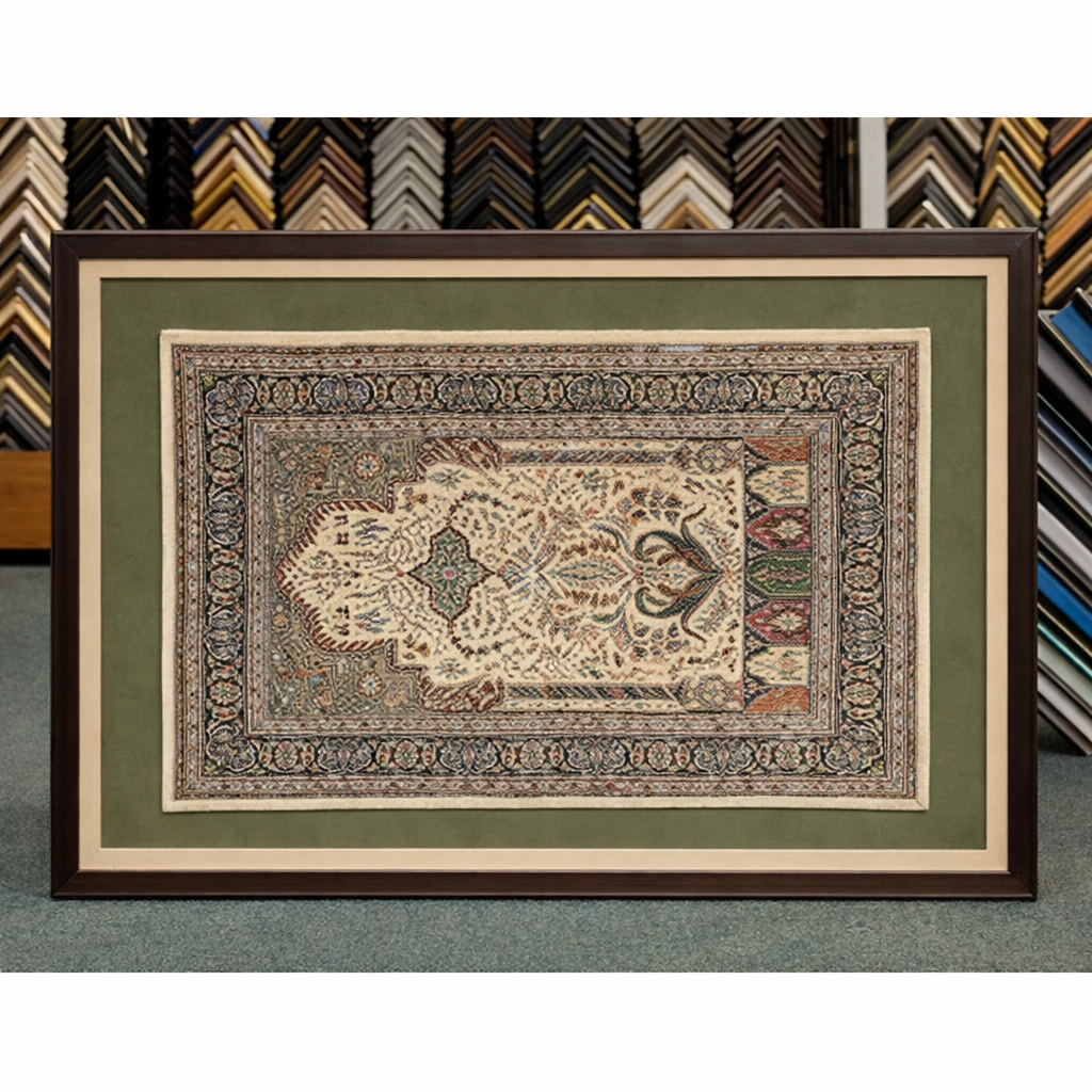 Custom rug and tapestry framing showroom display