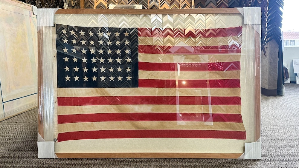 Custom flag framing examples and preservation techniques