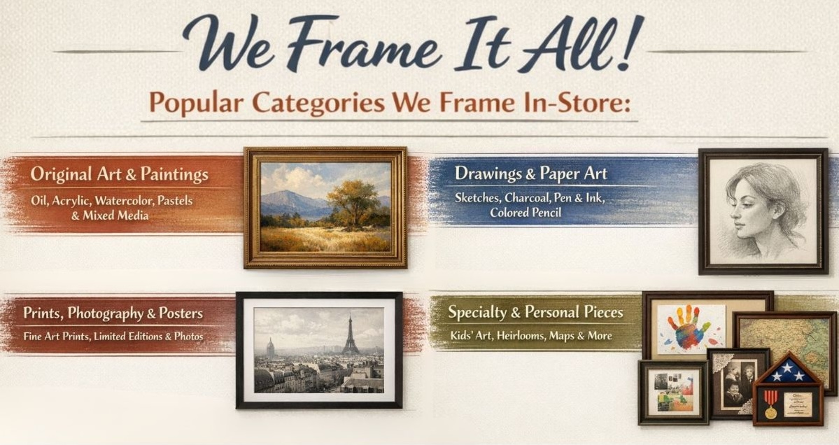 Examples of artwork that can be custom framed