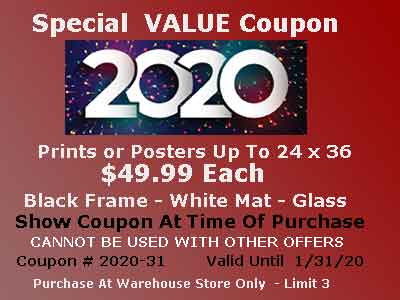Custom Friming Special $49.99 Coupon - Prints or Posters Up To 24 x 36 - limit 3 -