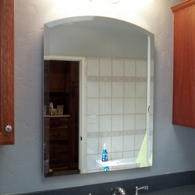 Frameless Arched Top Beveled Floating Mirror