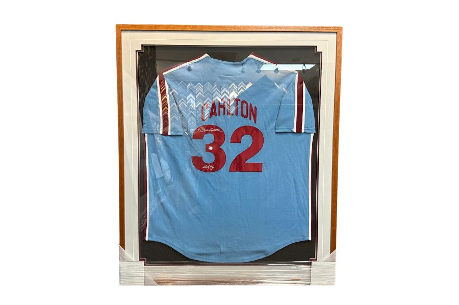 Custom sports shadow box — Style 07, double-mat accent for team colors