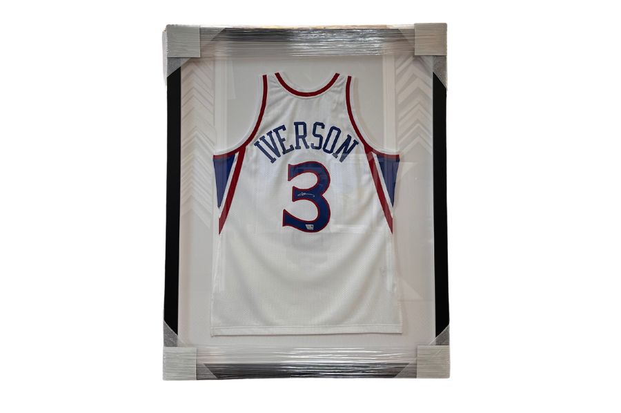 Custom sports shadow box — Style 08, plaque-ready layout for stats and dates