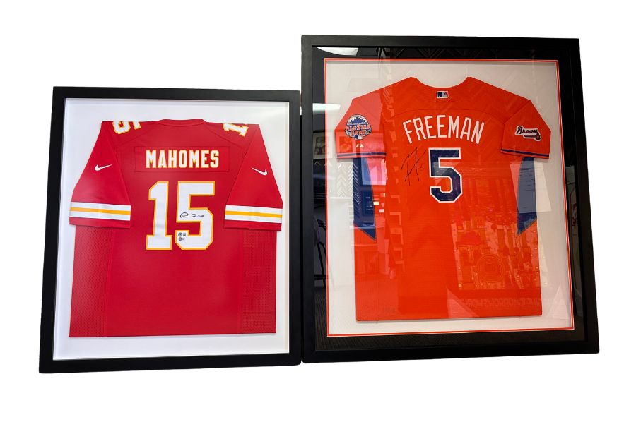 Custom sports shadow box — Style 17, collage layout for multiple keepsakes
