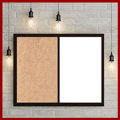 Custom combination boards - 
    mix and match cork - chalk - fabric wrap and dry erase elements in the frame of your choice.